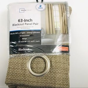 Blackout Curtains Set of 2 Energy Efficient Beige